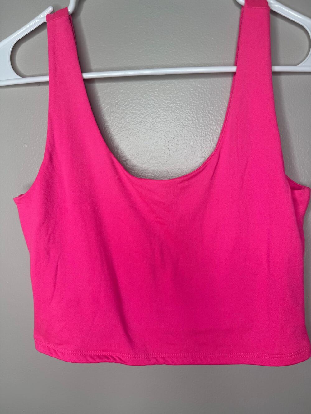 Pink Scoop Neck Cropped Basic Tank Top Womens Size Small